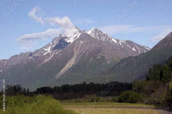 Fototapeta Mountain with snow and cloud
