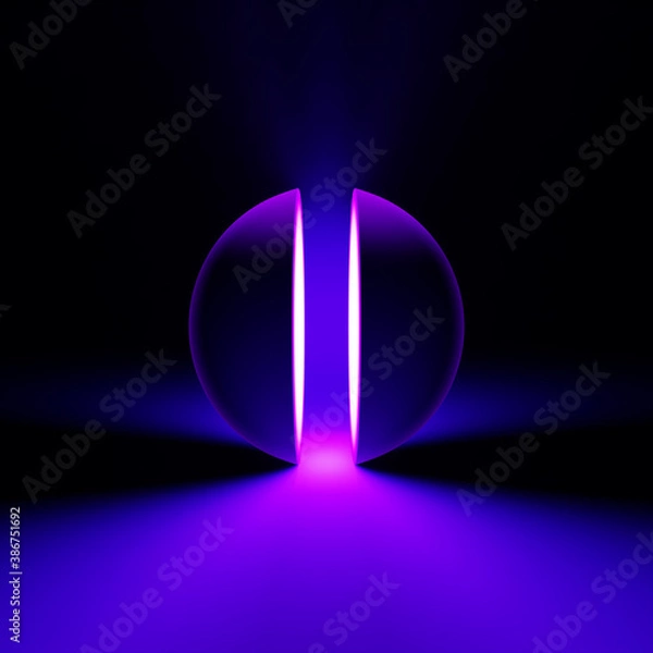 Obraz 3d rendering illustration. blue violet lighted abstract sphere
