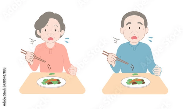 Fototapeta 食べ物を落としてしまう　高齢者(線無し)