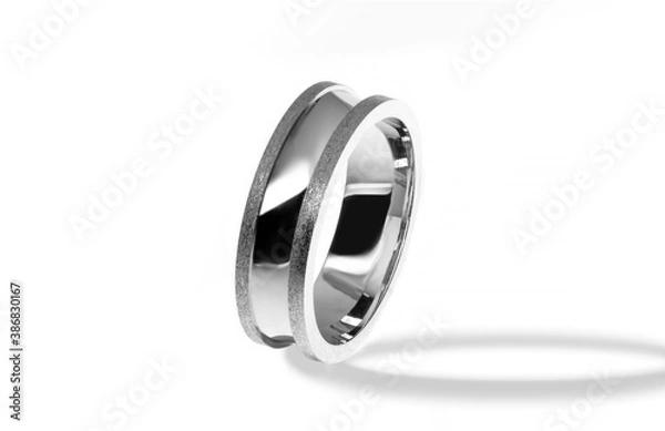 Obraz Golden wedding ring on a white background.