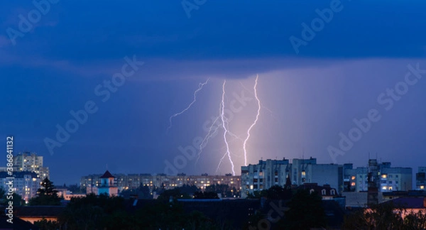 Obraz lightning in the city