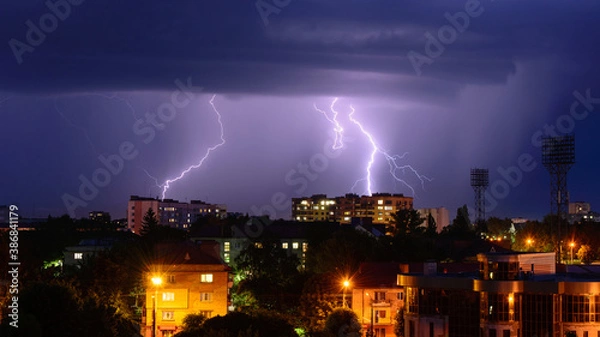 Obraz lightning in the city