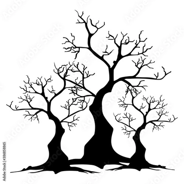 Fototapeta illustration of silhouette tree. Flat design vector.