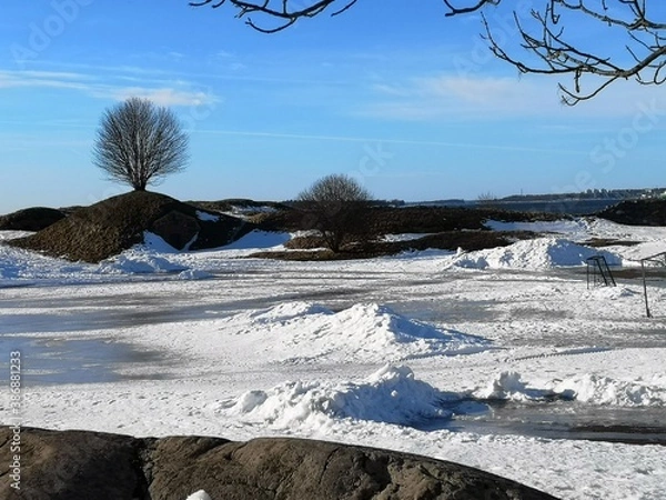 Obraz snowy villagge