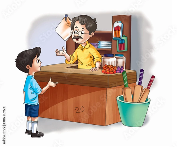 Fototapeta boy and man speaking