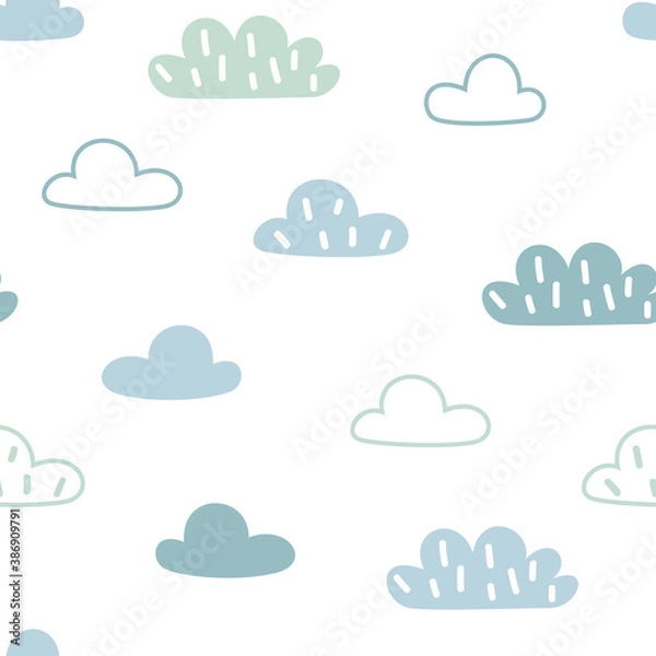 Obraz Cute Hand Drawn Cloud Seamless Pattern