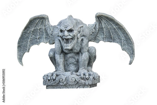 Fototapeta A Frightening Classic Stone Winged Gargoyle Figure.