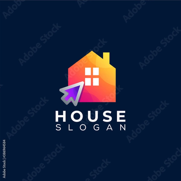 Fototapeta house click gradient logo design