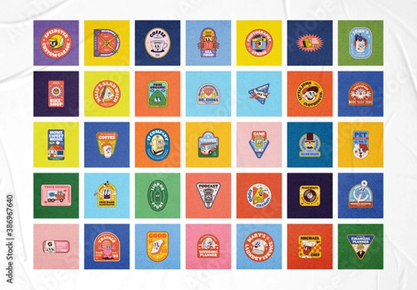 Obraz Retro Cartoon Character Illustration Logo Badges