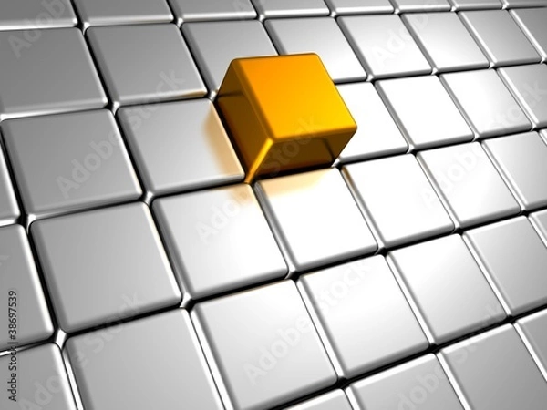 Obraz silver metal cubes background with different golden element