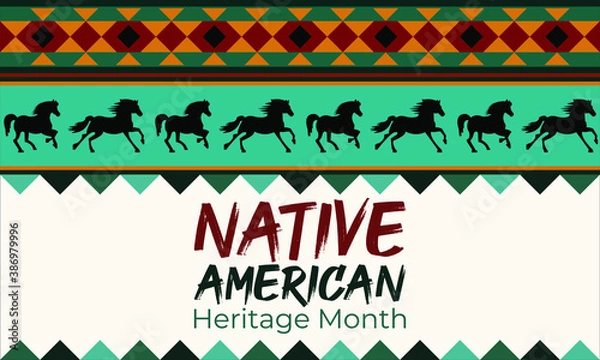 Fototapeta National Native American Heritage Month is an annual designation observed in November. Poster, card, banner, background design. Vector EPS 10.