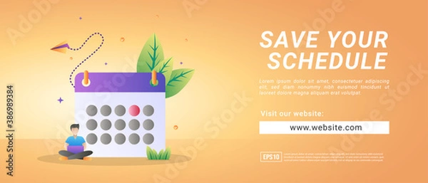 Fototapeta Banners for introducing websites to record daily schedules, business schedule tracking applications. Banners for promotional media