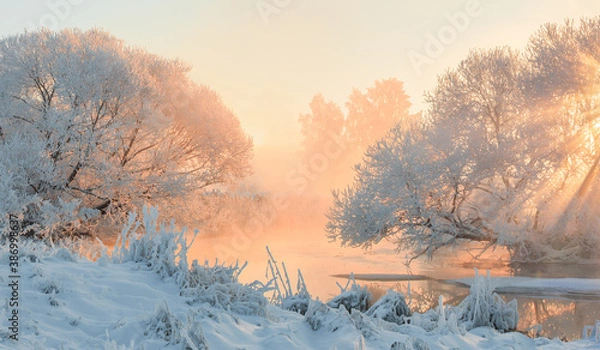 Obraz Christmas winter landscape