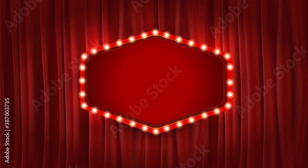 Obraz Creative vector illustration of bollywood cinema background.theater banner or poster template.Abstract concept graphic film board element on red curtains