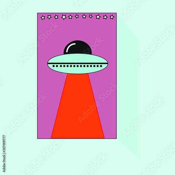 Obraz Vector image of poster with alien plate against the background of stars
