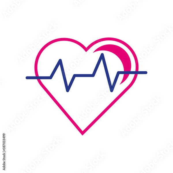 Fototapeta heart cardio line and fill style icon