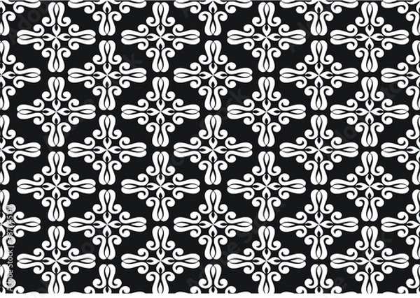 Fototapeta Indonesian batik motif (BLACK WHITE) with a very distinctive and exclusive. for the background. Vector EPS 10