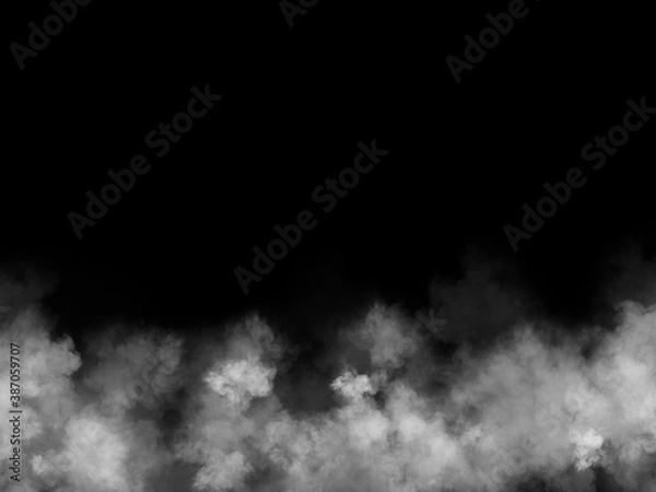 Fototapeta white smoke cloud on Isolated black background . Misty fog effect texture overlays for text or space