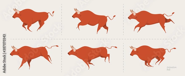 Obraz Fire animation sprites, vector flame video frames 