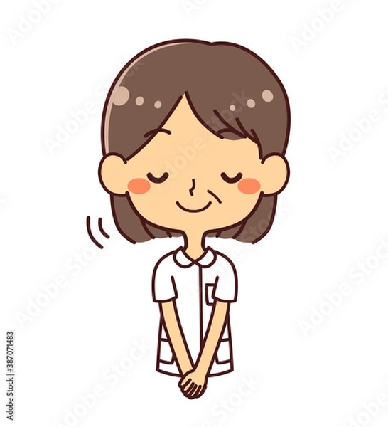 Fototapeta ナース　看護師　ミドル女性　お辞儀　イラスト