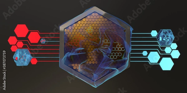 Obraz A virus attacking a hexagonal quantum computer