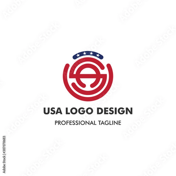Obraz Monogram Letter USA Logo Template Design