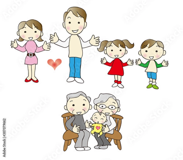 Fototapeta ファミリー集合ばらし（細線）