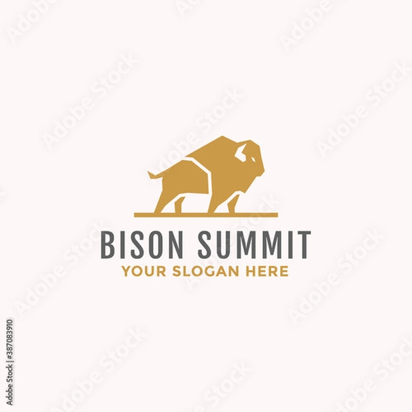 Fototapeta Bison bull summit logo template