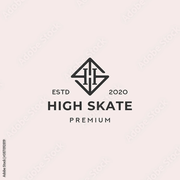 Obraz Letter HS High Skate Retro Logo Template