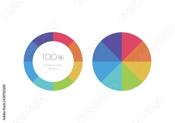Obraz 8分割したカラフルで使いやすいシンプルな円グラフ