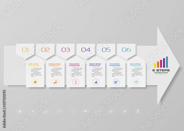 Obraz 6 steps of arrow infografics template. for your presentation.	