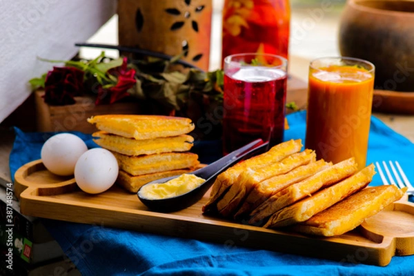 Obraz Bread butter and cheese