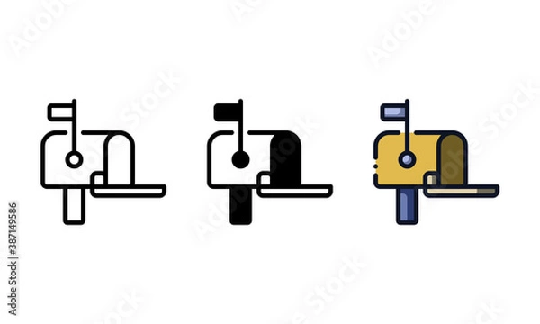 Fototapeta Mailbox icon. With outline, glyph, and filled outline styles