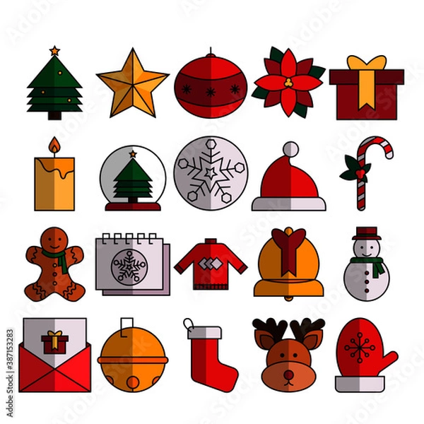 Obraz Christmas Icon Pack Lineal Color