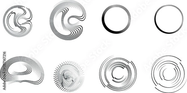 Fototapeta Radial speed Lines in Circle Form for comic books . Explosion background . Vector Illustration .Technology round Logo . Circular Design element . Abstract Geometric shape . Sunburst .