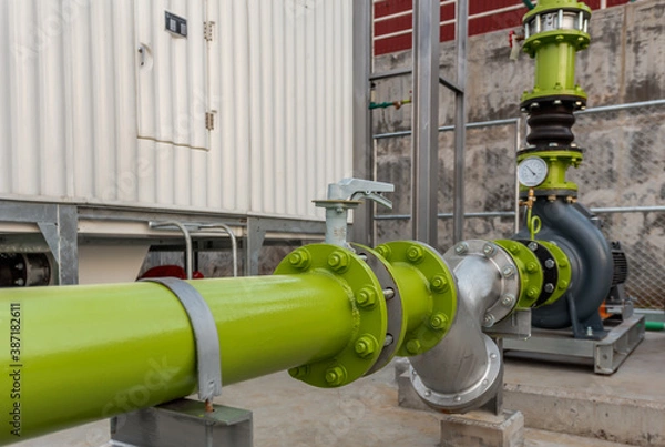 Fototapeta Pipe valve water connection in industry.