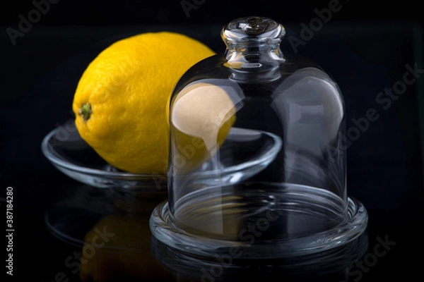 Fototapeta yellow lemon on a dark background