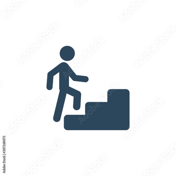 Obraz man ascending stairs icon on white background
