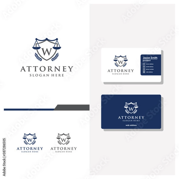 Fototapeta letter W law logo design and business card vector