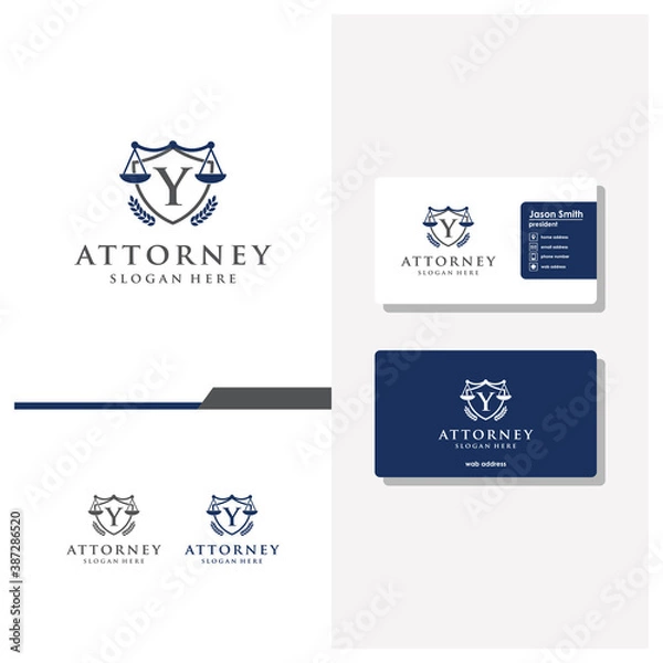 Fototapeta letter Y law logo design and business card vector