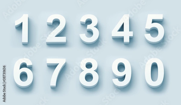 Obraz 3d white numbers set
