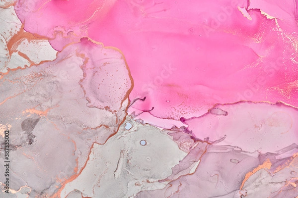 Obraz Fluid Art . Abstract colorful background, wallpaper. Mixing acrylic paints. Modern art. Marble texture. Alcohol ink colors  translucent