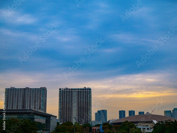 Fototapeta 【国際展示場付近】高層ビル群・夕焼け