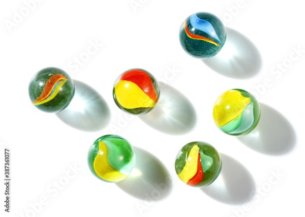 Obraz colorful marbles on white background