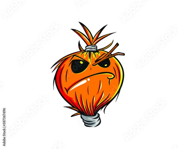 Obraz Halloween angry orange pumpkins vector illustrations. Design for t-shirt, stamp, label, logo, etc. isolated vector graphic.