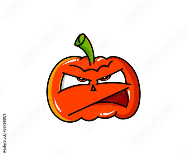 Obraz Halloween orange pumpkins character vector illustrations. Design for t-shirt, stamp, label, logo, etc. isolated vector graphic.
