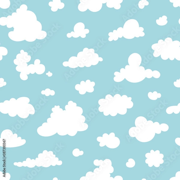 Fototapeta Seamless pattern of clouds on the blue sky. Pattern. Vector illustration