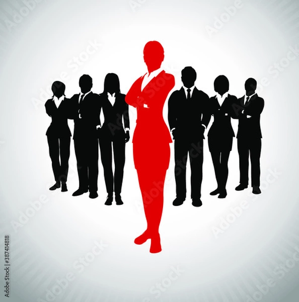 Fototapeta Successful leader of a team. A team of executives led by a great and successful leader.
