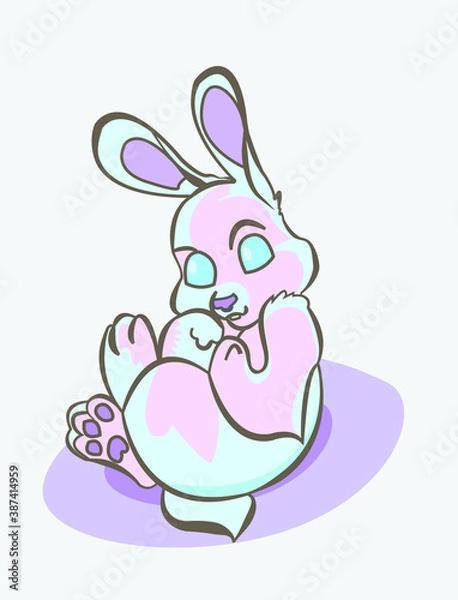 Fototapeta Vector image of a funny bunny in bright color