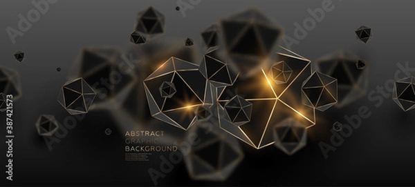 Fototapeta 2021 3d elegant Christmas and New Year background. Trendy modern geometric elements, particles magic effects. Holiday winter invitations with gold confetti and Xmas decorations. Vector illustration